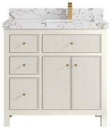 Sonoma 36" Right Offset Bath Vanity in Alabaster, 2" Viola Gold