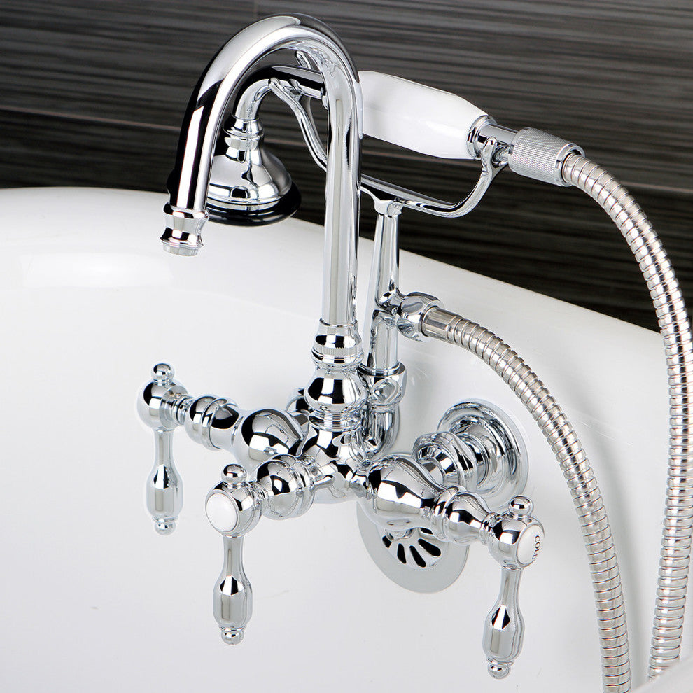 Aqua Vintage Wall Mount Clawfoot Tub Faucet, Polished Chrome
