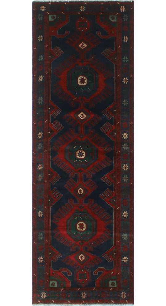 Fine Vintage Distressed Bibigul Navy Runner