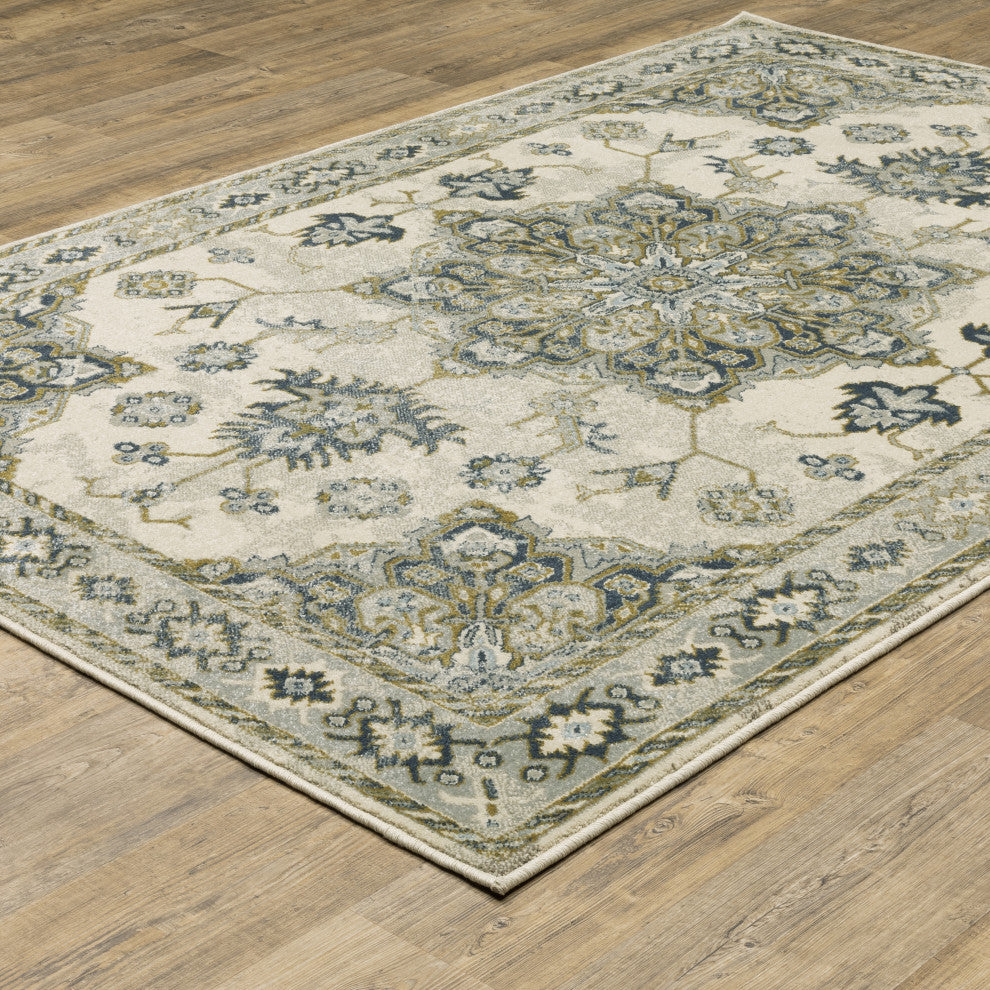 Bastian Oriental Medallion Indoor Area Rug, Ivory, 6'7"x9'2"