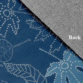 Dotted Leaves Fall Design Chenille Area Rug, Blue, 4'x6'