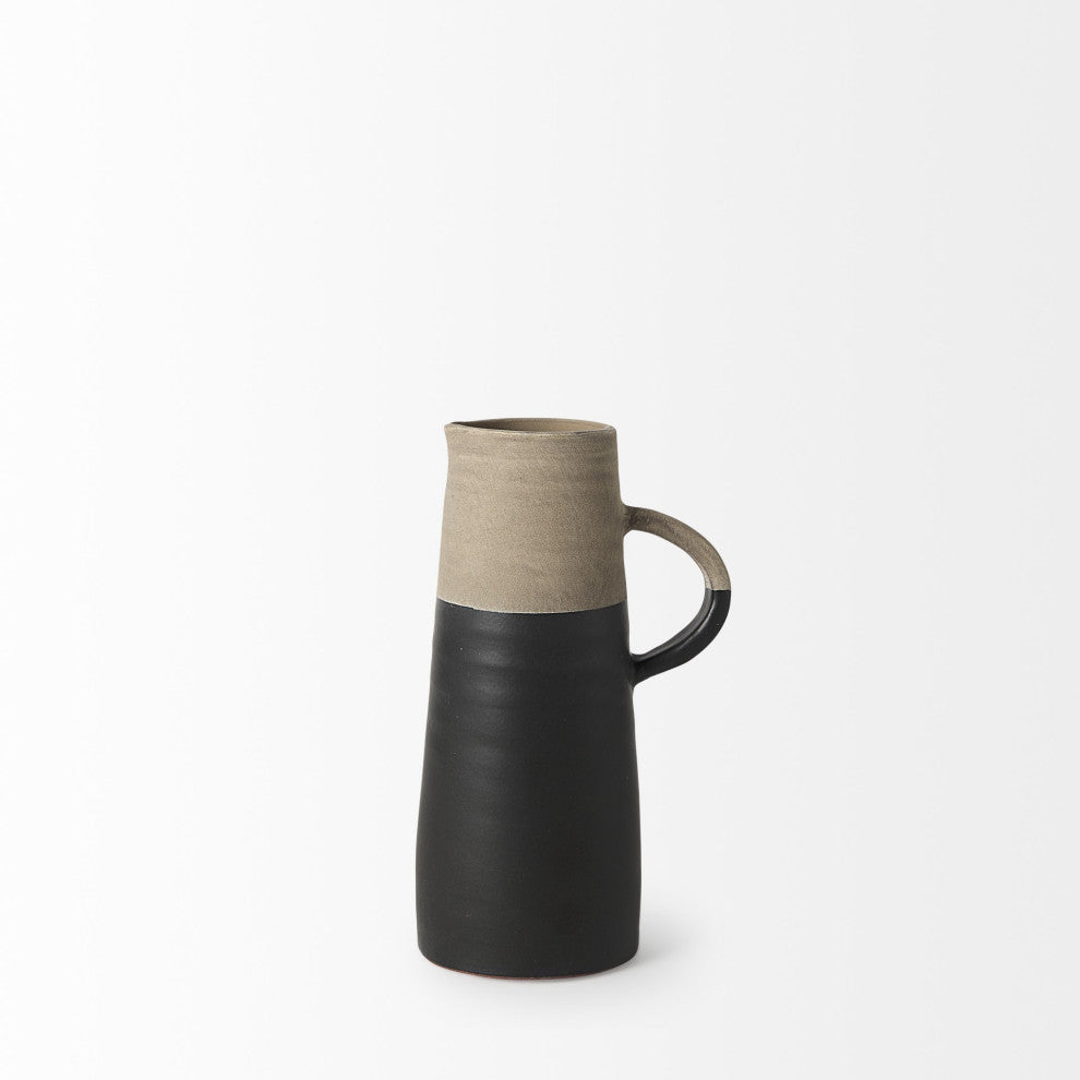 10" Rustic Organic Black and Natural Decorative Jug