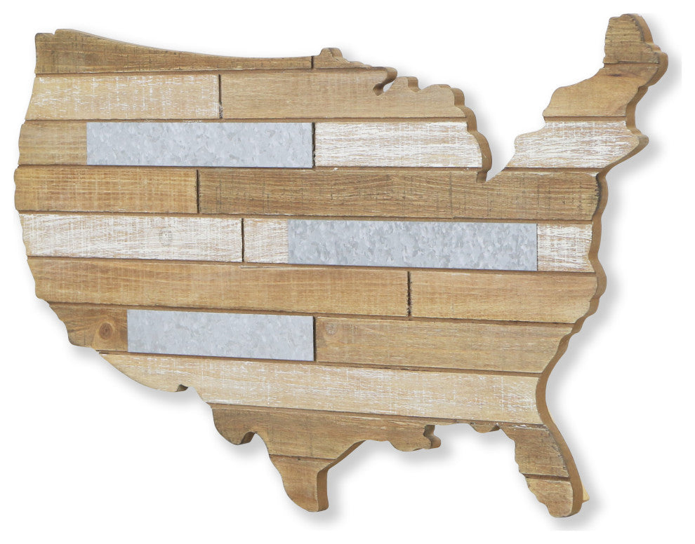 Wall Hanging Mixed Media Wood And Metal Usa Wall Art