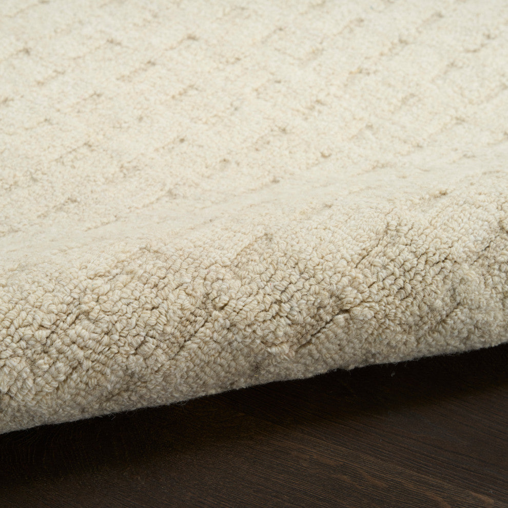 DKNY Pure Grids 2'3" x 7'6" Ivory Beige Contemporary Indoor Rug
