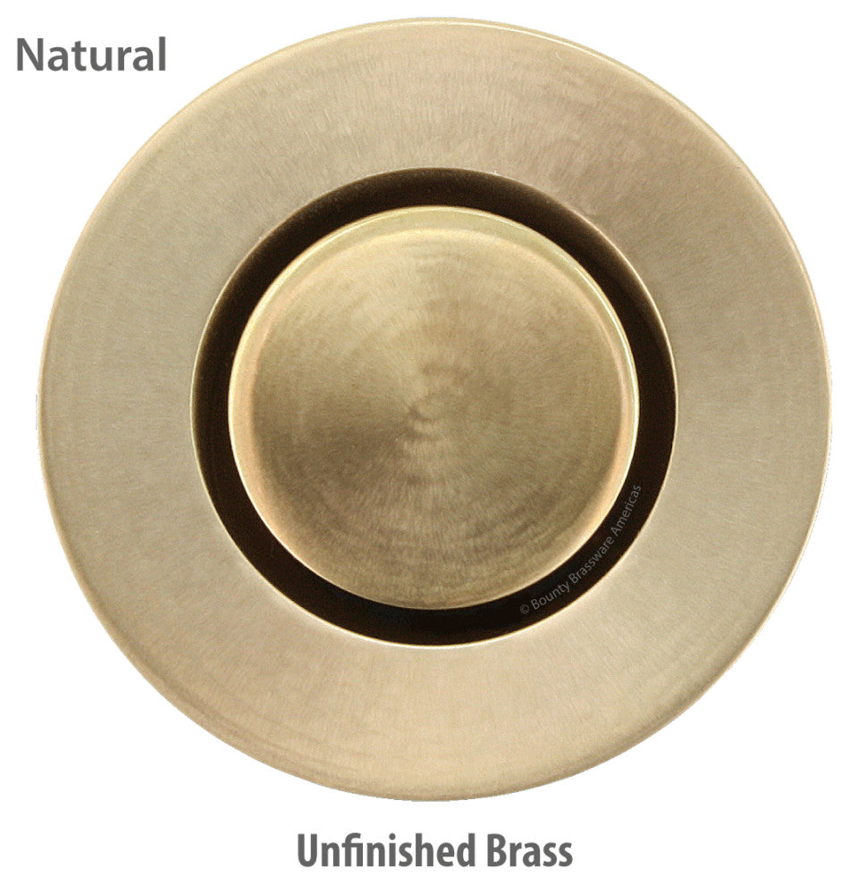 Patented Pop Down Bathtub Drain, Unfinished Brass