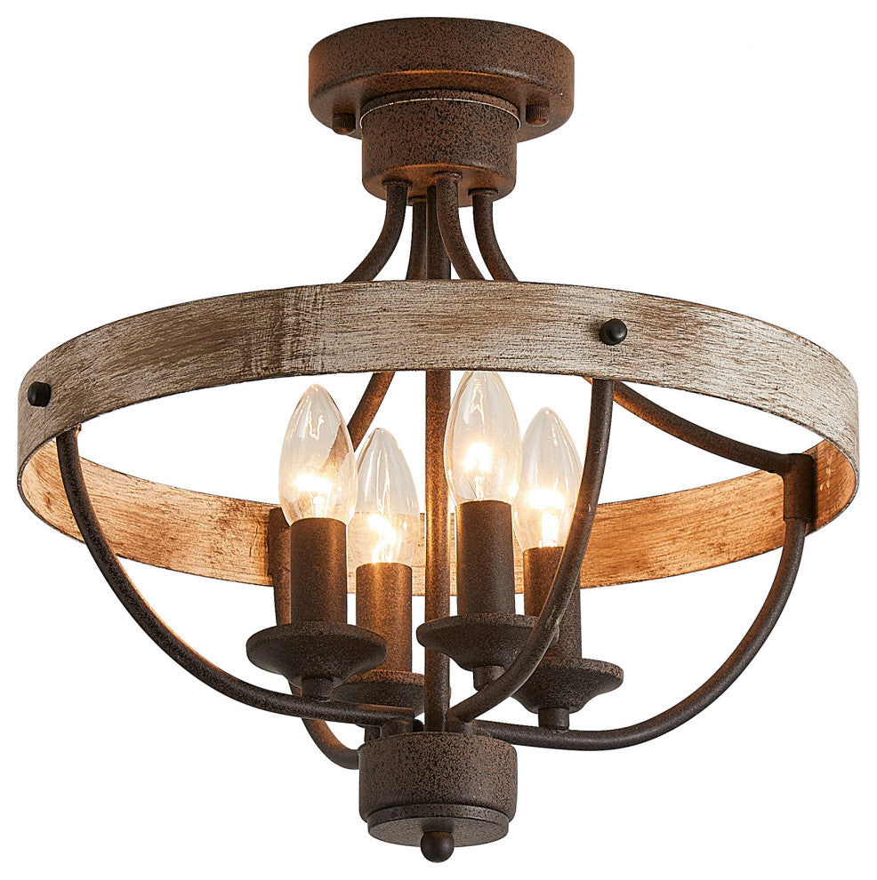 15.4 in 4-Light Industrial Flush Mount Ceiling Lighting