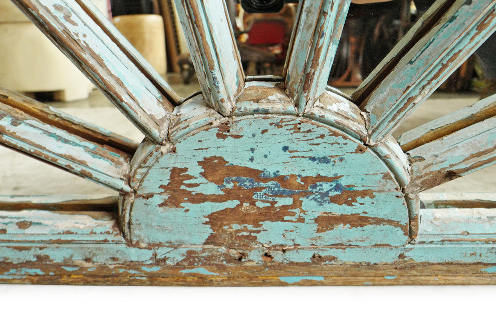 Consigned Blue Window Transom Arch Mirror