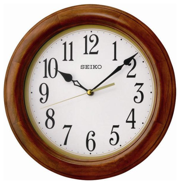 Seiko Clocks, 12" Round Wood Wall Clock