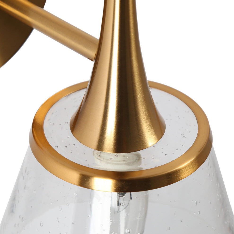 LNC 6" W 1-Light Polished Gold with Seeded Glass Modern Wall Sconce