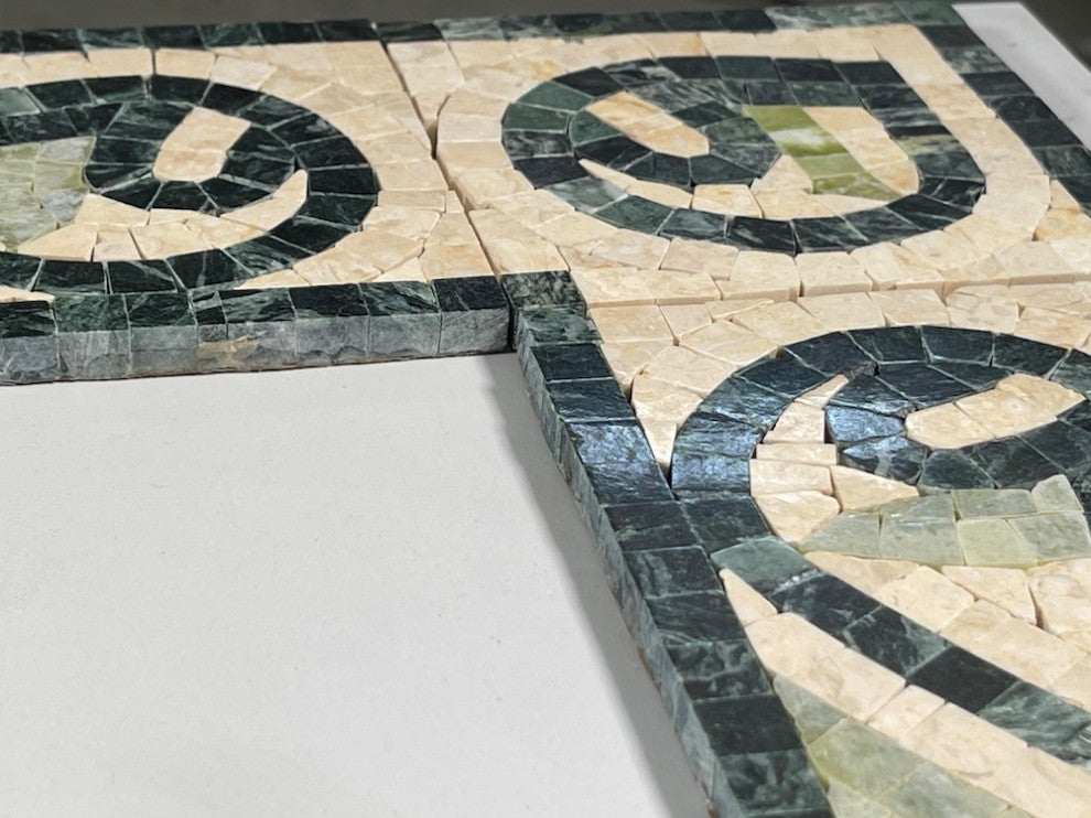 Marble Mosaic Border Listello Insert Tile Carina Green 4x13.8 Polished, 1 piece