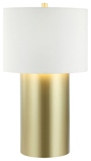 Secret Agent 1-Light Table Lamp, Painted Gold/White Leather