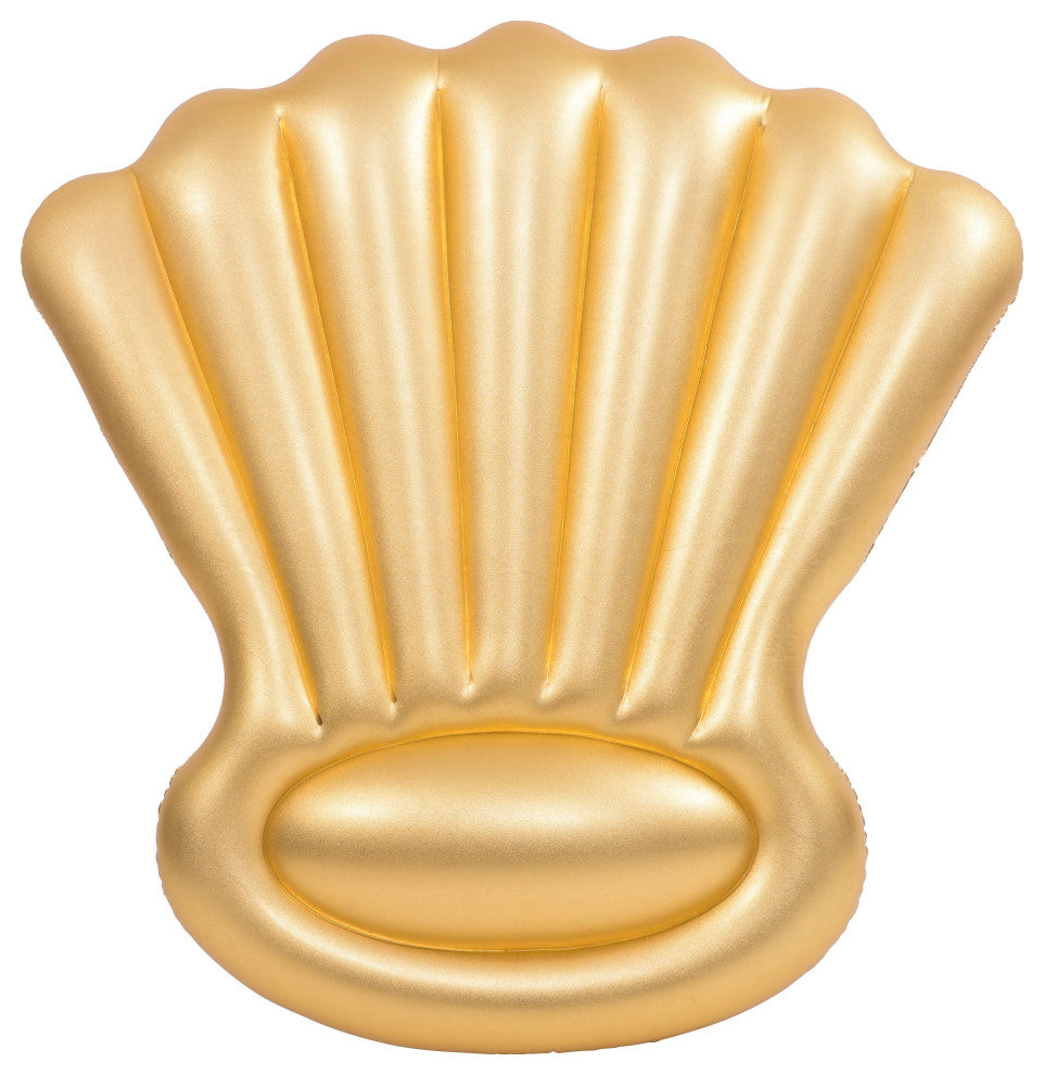 Inflatable Gold Colored Shell Shaped 1-Person Swimming Pool Float 63-Inch