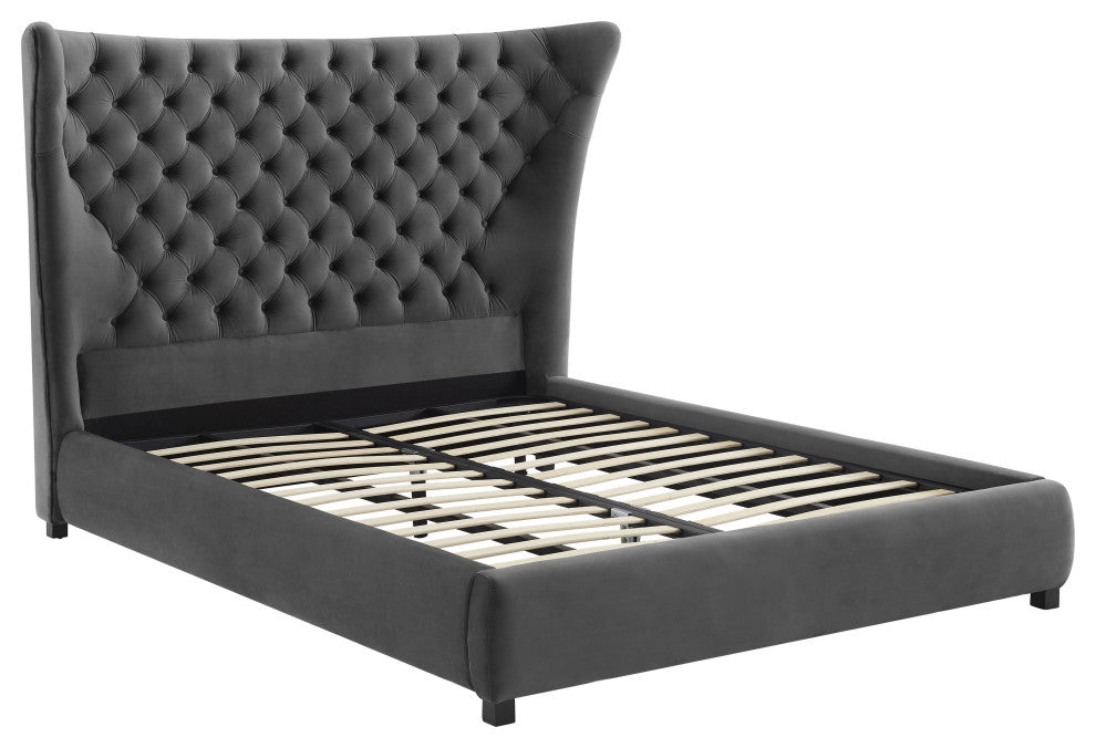 Sassy Gray Velvet King Bed