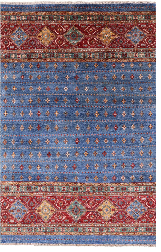 5' 7" X 8' 6" Super Kazak Khorjin Handmade Wool Rug Q7642