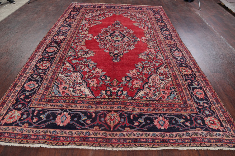 Consigned, Oriental Vintage Traditional Handmade Persian Area Rug, Red, 7x10