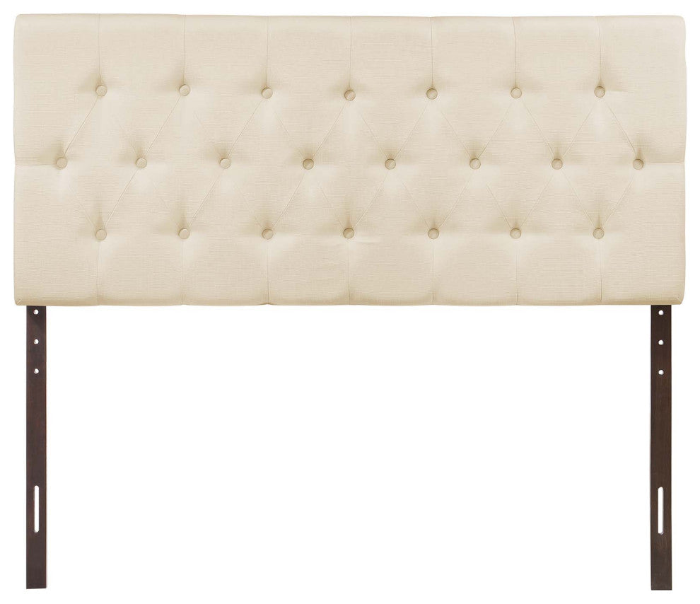 Headboard, King Size, Ivory White, Fabric, Modern, Bedroom Master Guest Suite