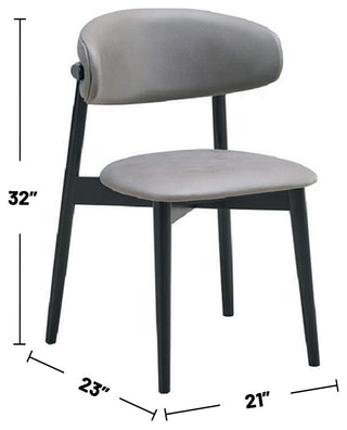 Set of 2 Upholstered Side Chairs in Gray and Black