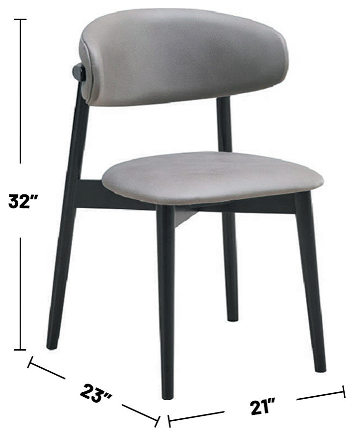 Set of 2 Upholstered Side Chairs in Gray and Black