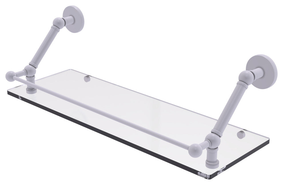 Prestige Skyline 24" Floating Glass Shelf with Gallery Rail, Matte White