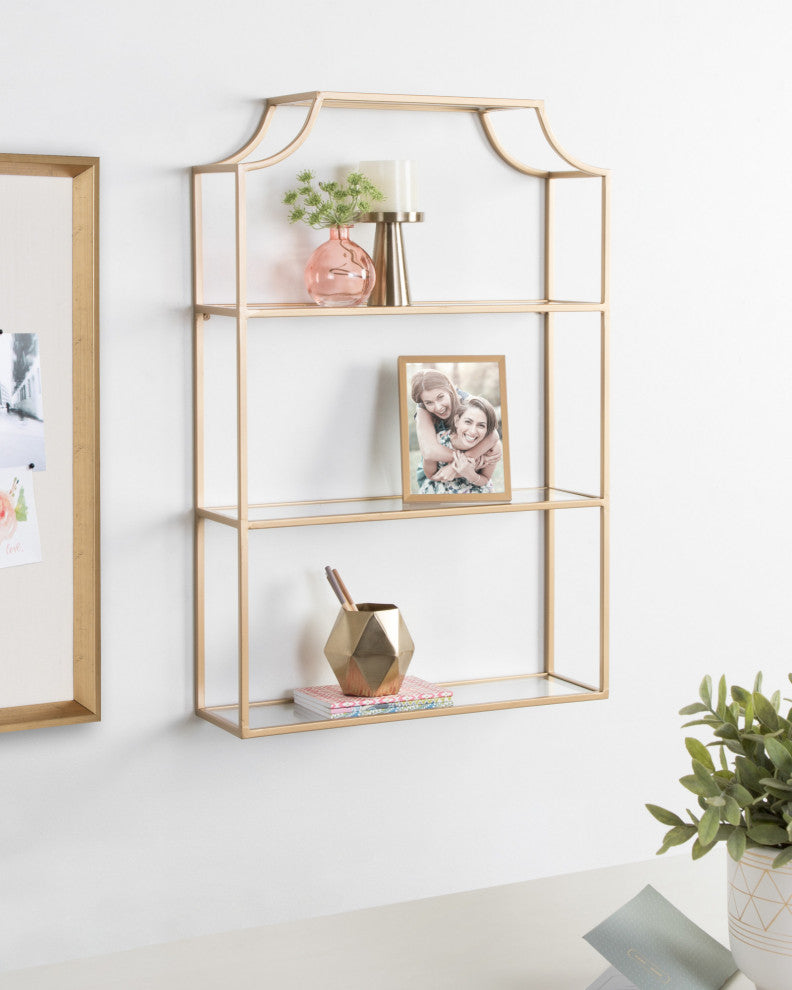 Ciel Tiered Wall Shelf, Gold 20x30