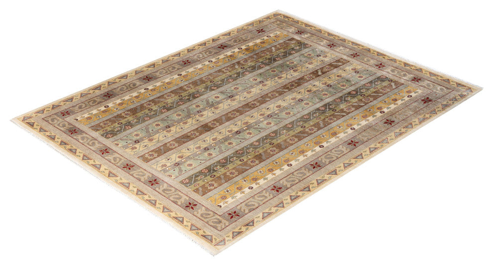 Ikat One-of-a-Kind Hand-Knotted Area Rug Beige, 8' 1" x 10' 4"