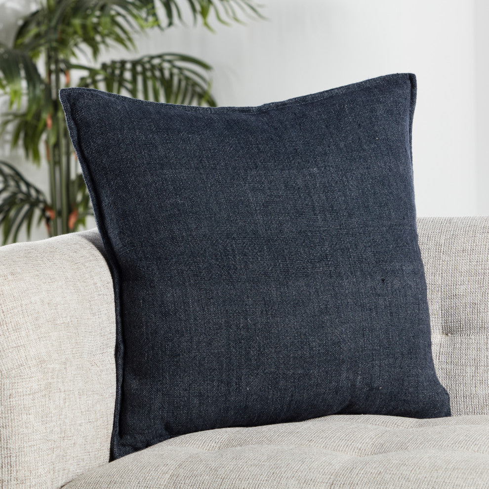 Jaipur Living Blanche Solid Dark Blue Polyester Pillow 20"
