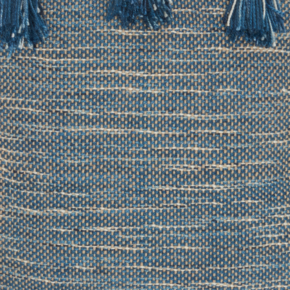 Nourison Home 18"x18" Mina Victory Lifestyle Woven, Tassels Navy Throw Pillows