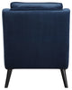 Retro Dark Blue Velvet Arm Chair, Vintage Plush Deep Danish