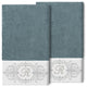 Linum Home Turkish Cotton Monica 2-Piece Embellished Bath Towel Set, Teal