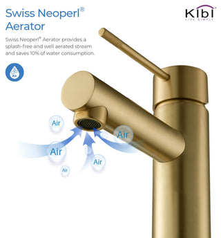 Circular X Brass Single Hole Bathroom Faucet KBF1010, Brush Gold, with Drain