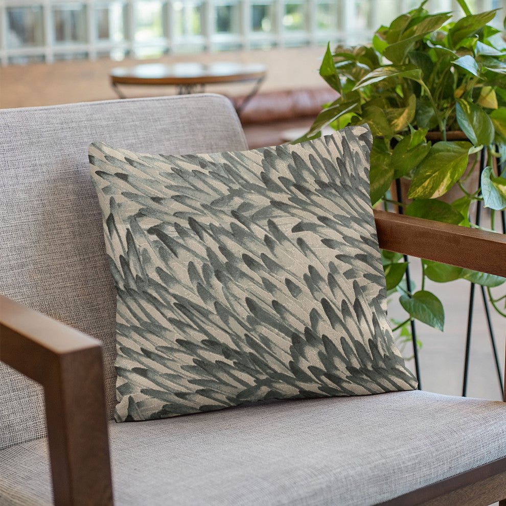 Plutus Green Black Bird Feather Animal Luxury Throw Pillow, 18"x18"