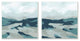 Cloudy Blue Mountain Scene Abstract Landscape Design, 2pc, each 12 x 12