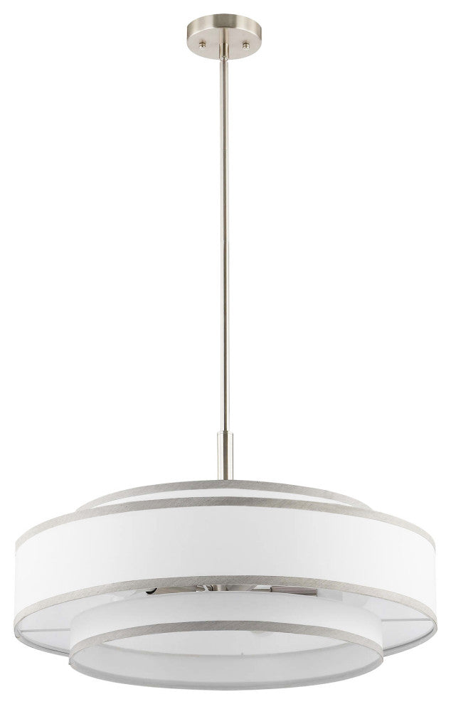 5-Light Dimmable Drum Chandelier with Double Shades, Nickel