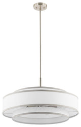 5-Light Dimmable Drum Chandelier with Double Shades, Nickel