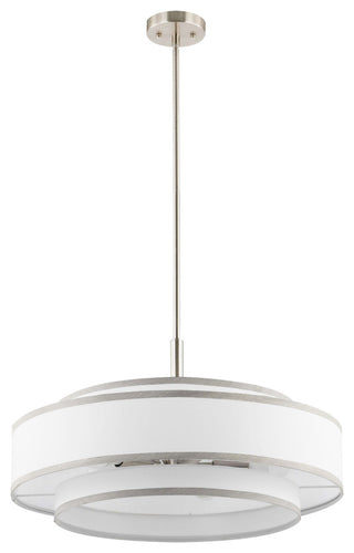 5-Light Dimmable Drum Chandelier with Double Shades, Nickel