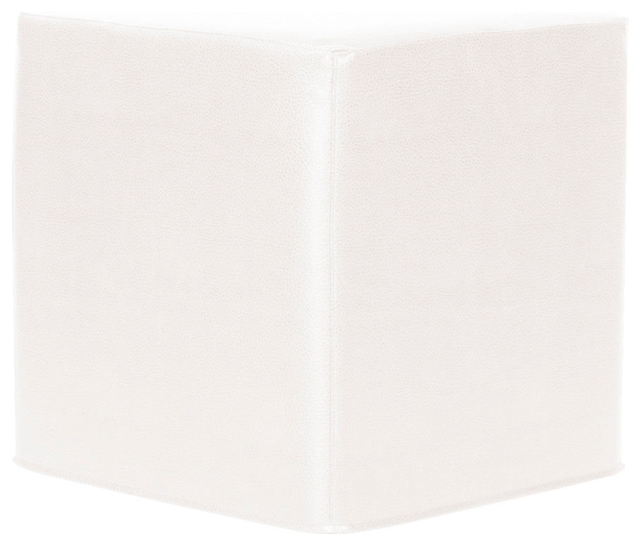 No Tip Block Ottoman With Cover, Avanti White