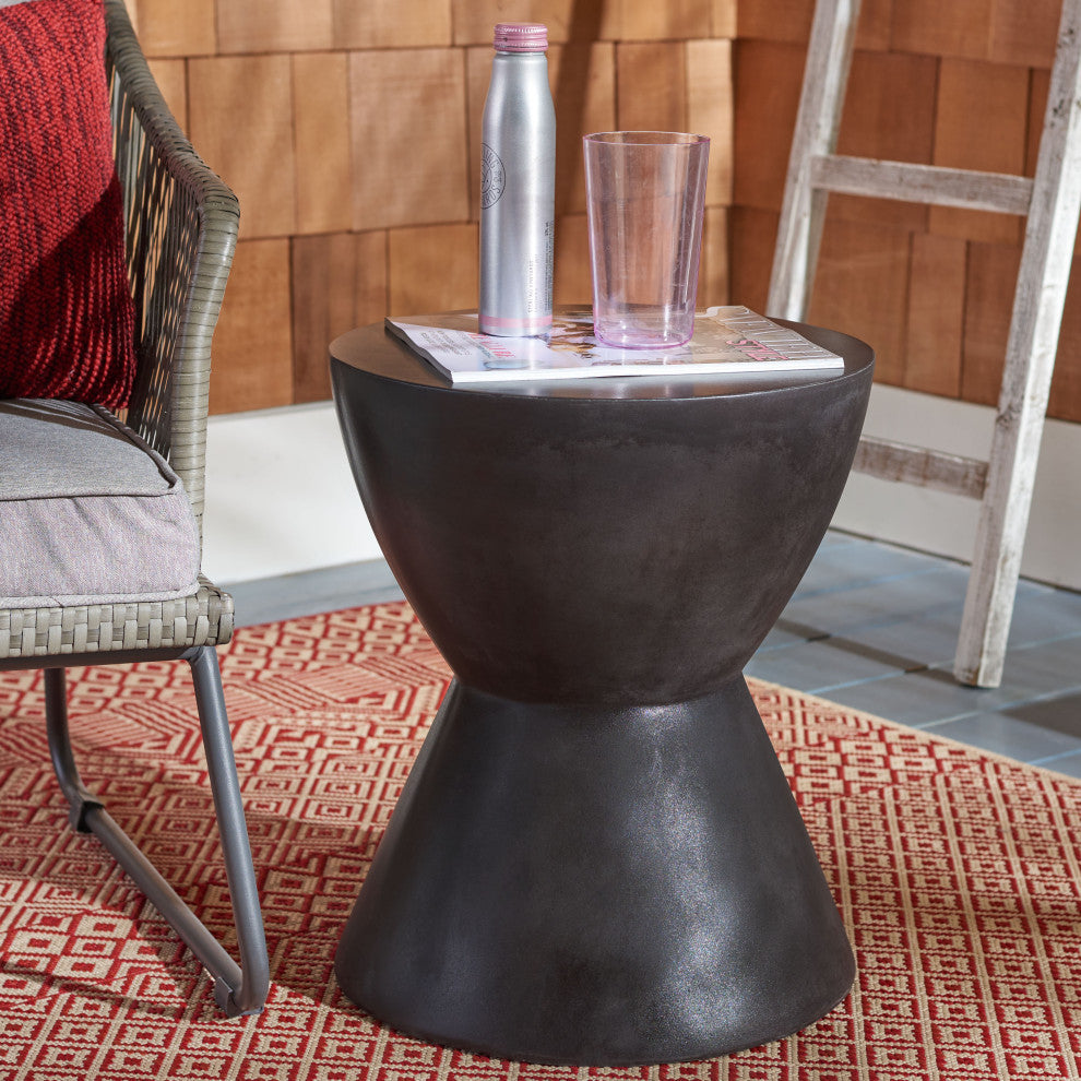 Safavieh Athena Concrete Indoor-Outdoor Accent Table, Black