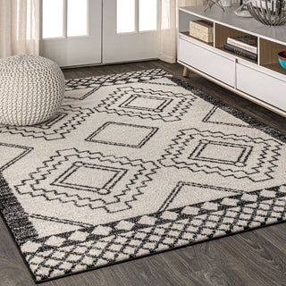 Amir Moroccan Beni Souk Rug, Cream/Black, 8' Square