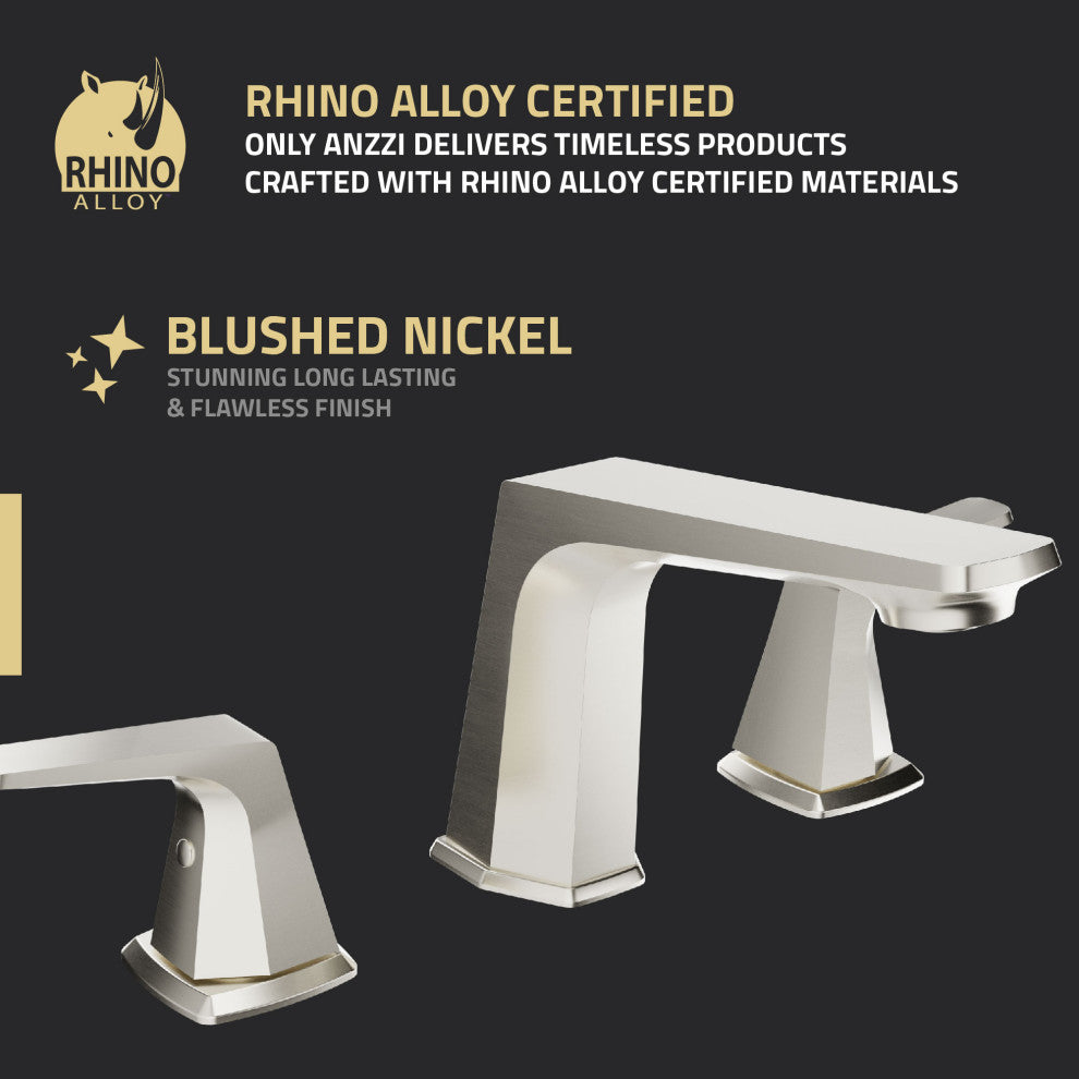 2-Handle 3-Hole Widespread Bathroom Faucet, Brushed Nickel
