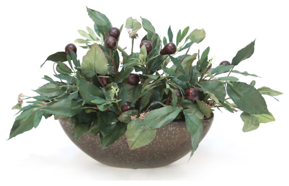 Olive with Greenery in Bronze Vase