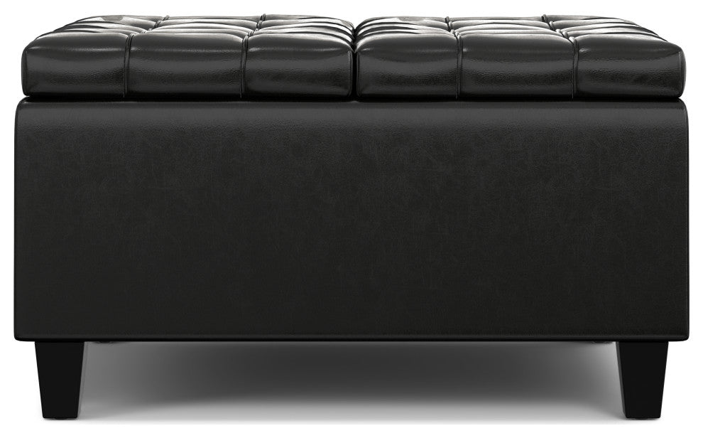 Harrison Small Square Coffee Table Storage Ottoman, Midnight Black