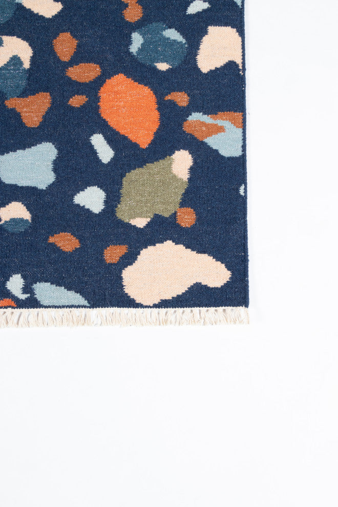 Novogratz Jem Terri Hand Woven Wool Area Rug, Navy, 7'9"x9'9"