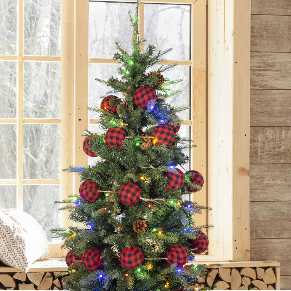 2pk 6'L Red and Black Plaid Fabric Garland