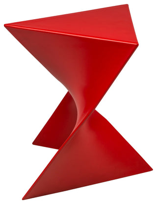 Leisuremod Randolph Modern Triangle Accent Side End Table, Red, Set of 2