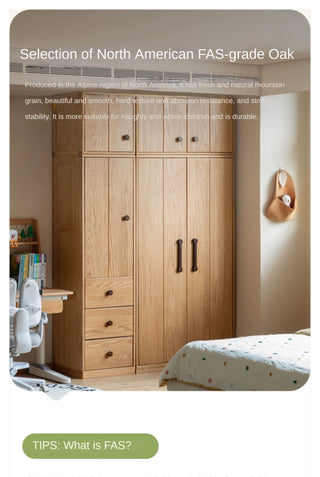 Oak Solid Wood Kids Wardrobe