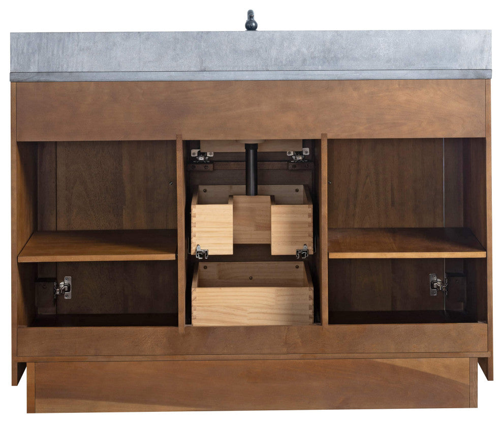 Vanity Art Bathroom Vanity With Sink, Tan, 48" Single, Black Limestone Top