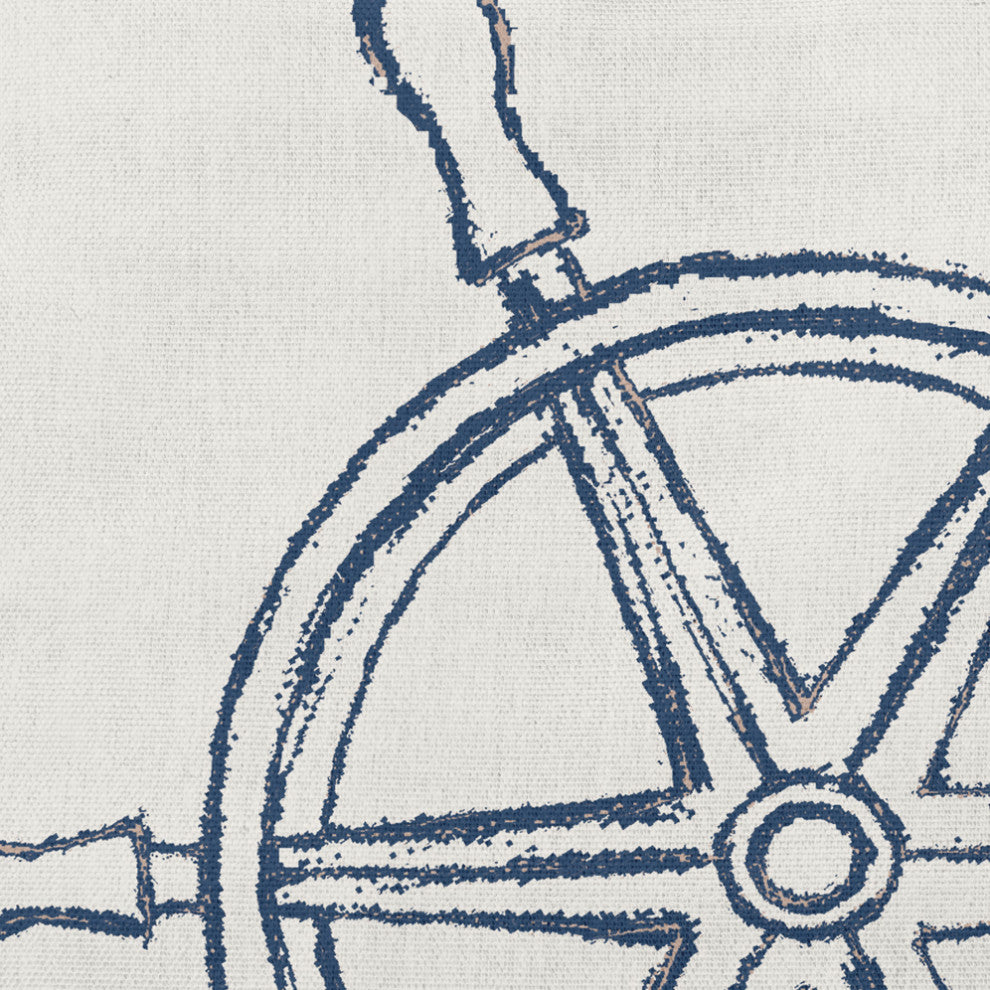 18x18" Large Ship Wheel Nautical Decorative Indoor Pillow, Nautical Blue
