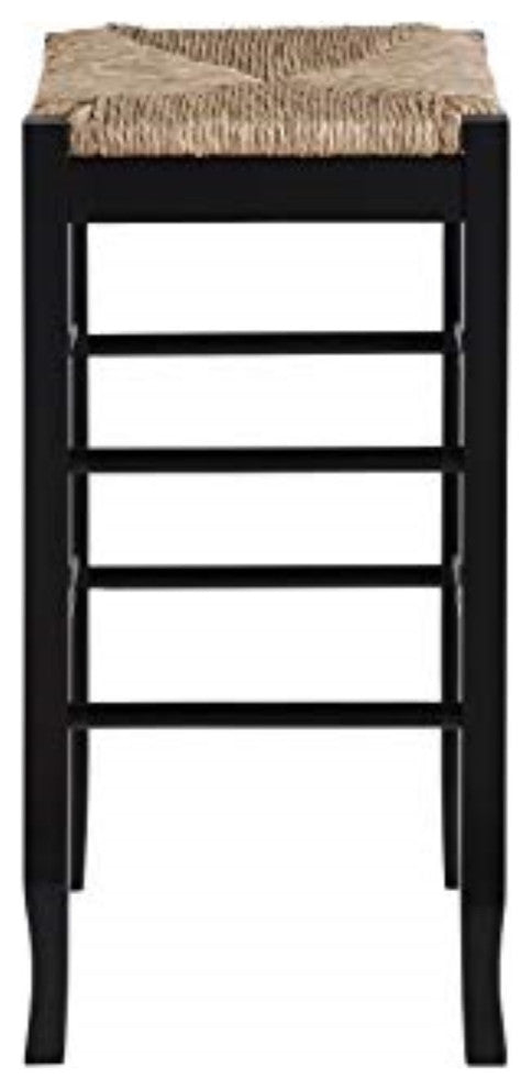 29" Square Rush Barstool, Black