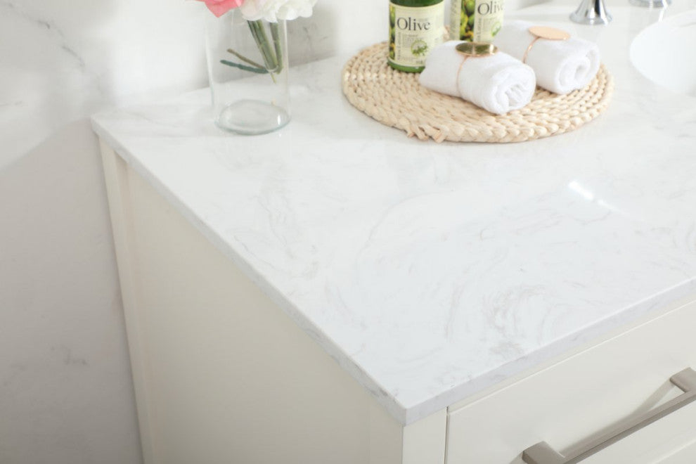 Isabel Single Bathroom Vanity, White, 60", Without Backsplash