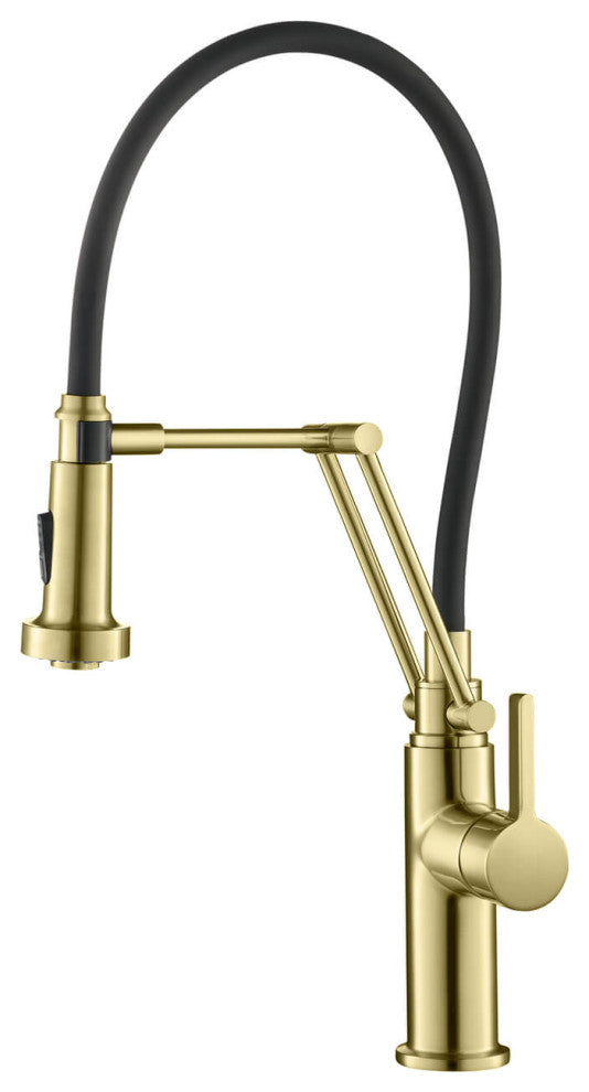 Engel Single Handle Pull Down Kitchen Faucet, Brushed Gold
